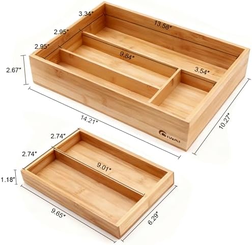 COIWAI 2-Tier Kitchen Utensil Silverware Drawer Organizer cutlery Silverware Tray Utensil Hoder,Bathroom dressing table Makeup drawer organizer box tool Stationery Cosmetics Storage Box