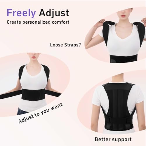 Back Brace Posture Corrector for Women and Men Upgraded Dynamic Traction Correction System Adjustable Shoulder Support Straightener Helps Reduce Upper Lower Back Pain Suitable for Hump Scoliosis Black XX-Large