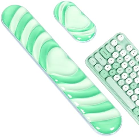 L-SPOUTTO Green Cute Ergonomic Gel Wrist Rest for Mouse and Keyboard
