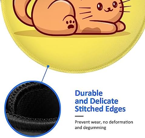Cute cat Laying Down on The Floor Cartoon Animal cat Mouse pad Cute,Gaming Mouse pad Small Non-Slip Round Mouse Pads for Wireless Mouse,Laptop,Desk