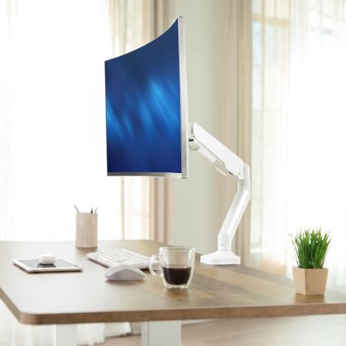 VIVO Heavy Duty Ultrawide Monitor Tension Arm for up to 40 inch Screens, Holds 26.4 lbs, Premium Desk Mount Stand, White, STAND-V100OW