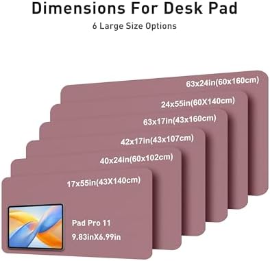 Aothia Faux Leather Desk Mat - Large Mouse Pad, Non-Slip PU Leather Blotter, Waterproof Writing Surface for Office and Home (Dark Pink, 63" x 24")