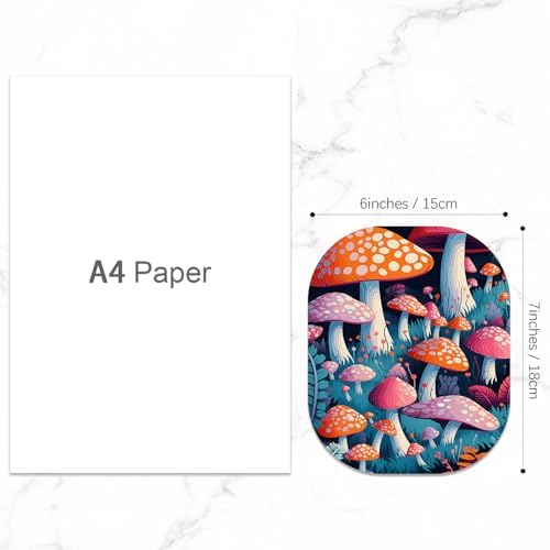 Small Mouse Pad, 6 x 7 Inch, Oval Mini Mouse Pad with Non-Slip Rubber Base for Laptop Wireless Mouse Keyboard Tray Mousepad, Pretty Mushroom