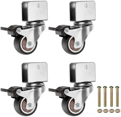 PATIKIL 1.5 Inch Caster Wheels, 4 Pcs Swivel Casters with Break 0.6" U Bracket Opening 55 Lb Capacity Per Caster for Furniture Office Chairs Carts and Cabinets, Brown