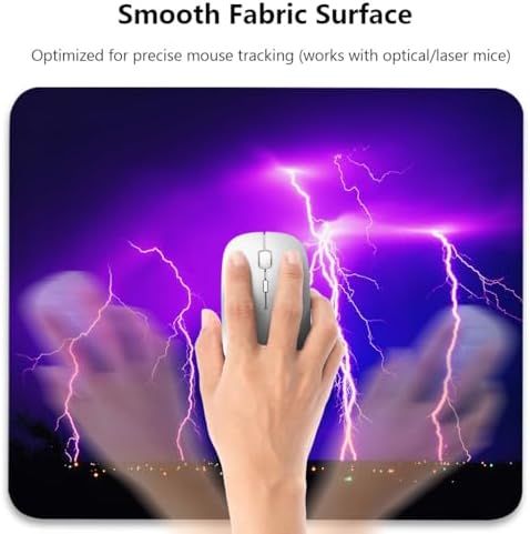 Radiant Purple Lightning Mouse Pad, Bolt Illuminating Scene Desk Mat