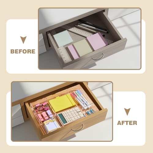 Briwooody Clear Acrylic Drawer Organizer,6 Compartments,Large