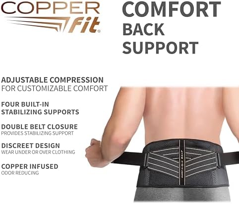 Copper Fit Advanced Back Pro Back Support, Black with Copper Trim, Small/Medium (CFBACK)
