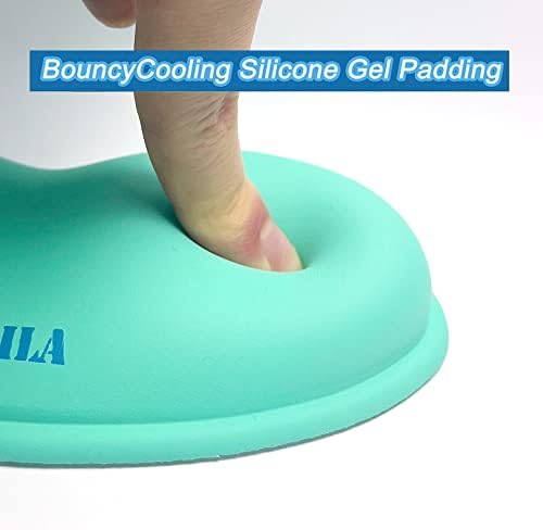 BRILA Ergonomic Silicone Mouse Wrist Rest, Cooling Silica Gel PU Leather Mouse Wrist Support Pad for Office Work and Laptop Computer Gaming (Aquamarine Leather)