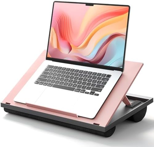 HUANUO Lap Desk with 8 Adjustable Angles – Up to 15.6" Laptop, Pink