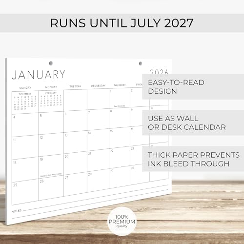 Aesthetic 2026 Desk Calendar - Runs From January 2026 Until July 2027