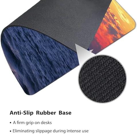 9.5x7.9 Inch Office/Gaming Mouse Pad, Nautical Sailboat on Expansive Ocean Serene Voyage at Sunset Colored Sky Tranquil Horizon Scenery, Cute Anti-Slip Mat for Desk Decor