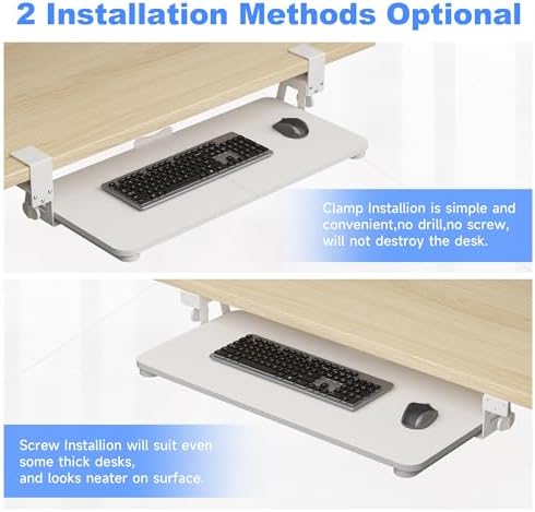 XINLEI Keyboard Tray Under Desk Large C-Clamp 25.6" x 11.8" Board