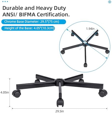 XSZD Criss Cross Home Office Swivel Chair Base – Durable, Steady and Easy Installation – Perfect for Criss Cross and Cross Legged Chairs with Replacement Casters (Black,Base+Wheel)