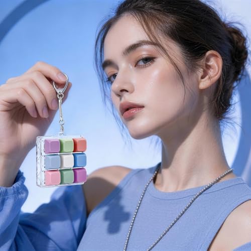 Keyboard Fidget Toy, Creamy Fidget Clicker Keyboard Fidget Keychain, Button Fidget Gifts for Adults, Boost Focus & Ease Anxiety Anywhere — Perfect Stress-Relief Gift (3×3 Grid Layout B)