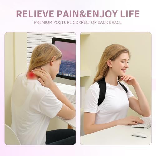 Alsoay Posture Corrector for Women and Men, Back Brace Adjustable Upper Posture Support, Back Support, Comfortable Back Straightener Support for Clavicle Support, and Providing Pain Relief from Neck