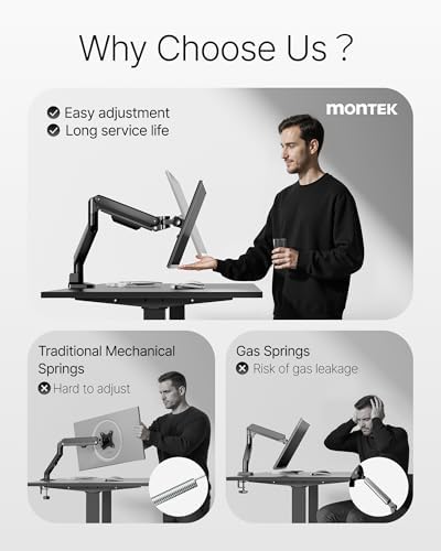 monTEK Deluxe Aluminum Monitor Arm with USB A/C for 17 to 40 Inch Screens