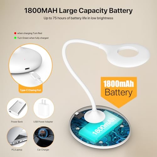 Desk Lamp with 670nm Red Light Therapy for Reading Sleep Bedroom