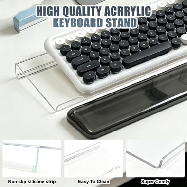 Acrylic Keyboard Stand with Gel Wrist Rest Set-(Blck White Set)