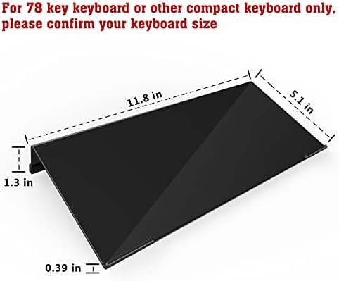 KOTEMON Mini Computer Keyboard Stand-11.8'' x 5.1''-Small Computer Keyboard Tray Acrylic Keyboard Holder for 78 Keys Universal Compact Keyboard, with Black Silicone Strip, Black