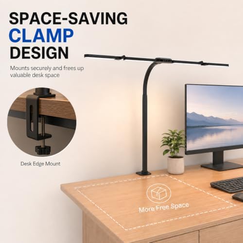 Cloud Space LED Desk Lamp with Clamp, Wide Desk Light for Home Office