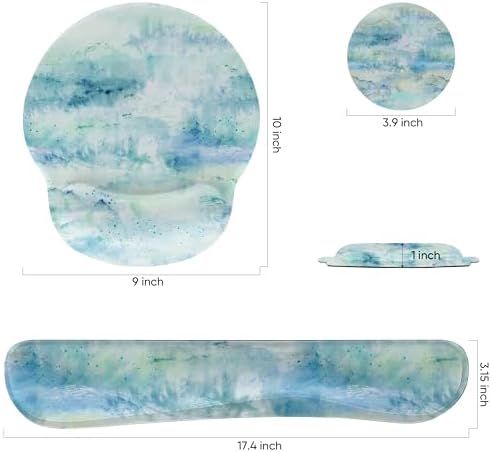 Ergonomic Keyboard Mouse Pad Wrist Rest Support Set for Laptop/Computer/Desktop,Memory Foam Hand Rest Wrist Cushion for Gaming/Office,Lightweight Comfortable & Pain Relief (Landscape Painting)