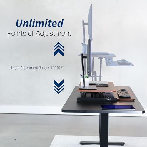 VIVO Dark Walnut 32 inch Standing Desk Riser, DESK-V000SD