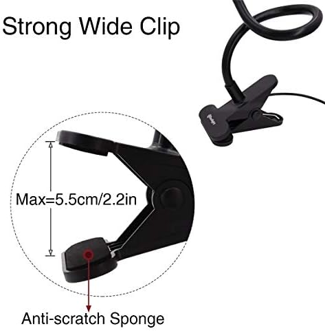 Clamp on Lamp, Clip Light, Desk Lamps 3 Color Temperature Setting, 10 Brightness Levels, 2m USB Cord Power Supply and AC Adapter Included, Pack of 2 (Black)