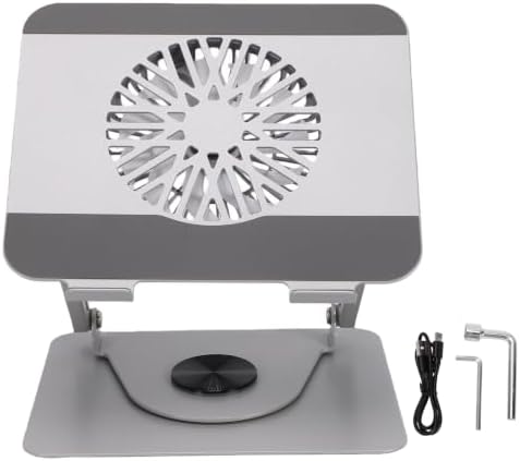 Dpofirs Laptop Stand with Integrated Fan, Stable Design (Silver)