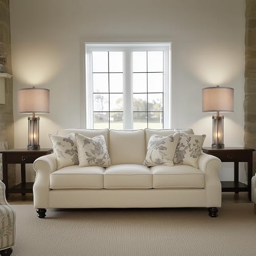 RORIA Set of 2 Rustic Table Lamps for Living Room with 2 USB Ports