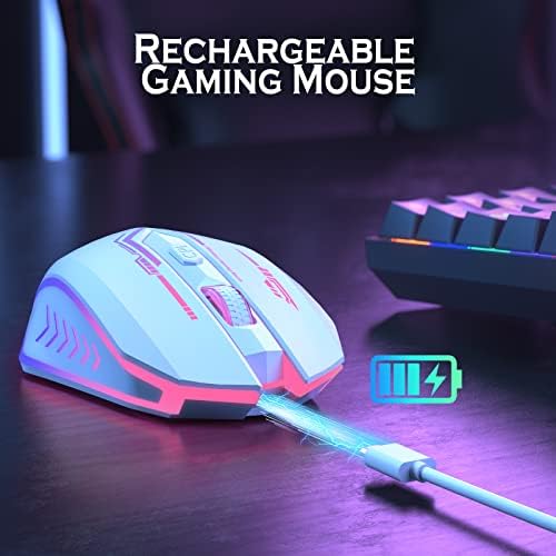UHURU Wireless Gaming Mouse, Rechargeable 10000 DPI LED PC Mouse