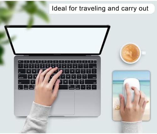 Small Mouse Pad, Mini Mouse Pad 6 X 8 Inch with Non-Slip Rubber Base for Keyboard Tray Laptops Wireless Mouse Home Office Travel, Washable & Portable (Seaside Starfish)