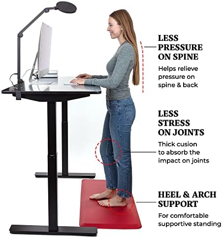 Zulay Home Large 20 x 39 Inch Anti Fatigue Floor Mat - 3/4 Inch Thick Cushioned Kitchen Mats for Standing - Comfortable Padded Floor Mats for Standing Work Desk - Memory Foam Kitchen Mat - Red