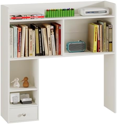 ChooChoo Desktop Bookshelf, 36.4" DormDesk Hutch with 5 Shelves