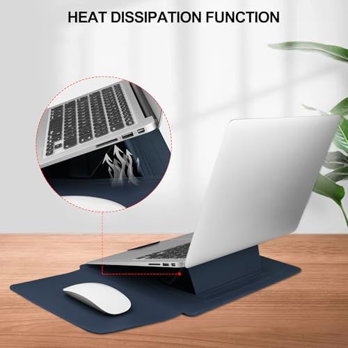 HoYiXi 13.3'' /13.6'' Laptop Sleeve Case Leather Bag with Stand Compatible with MacBook Pro 14/MacBook Air 13(M1 M2)/13.3'' Yoga/Dell XPS 13/HP/Matebook 14'' Laptop case, Blue