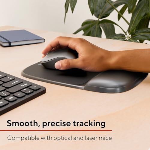 Staples TECH Mouse Pad with Gel Wrist Rest, Non-Slip, Black Crystal