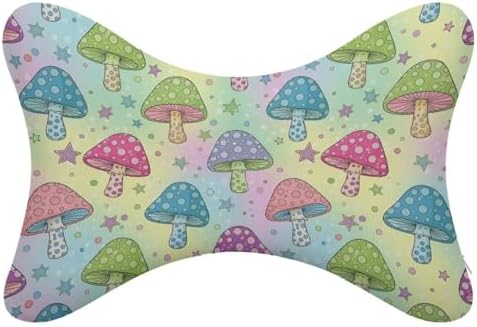 2 Pcs Car Neck Pillow Mushroom Breathable Removable Cover Headrest for Driving Office Rest