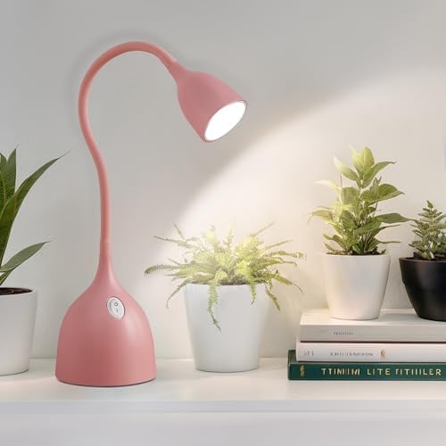EJIAXIN Desk Lamp for College Dorm Room - LED Reading Light, Pink