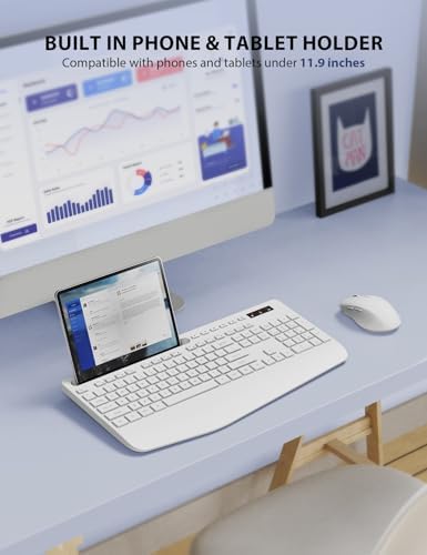 Wireless Keyboard and Mouse Combo - Full-Sized, Ergonomic Wrist Rest
