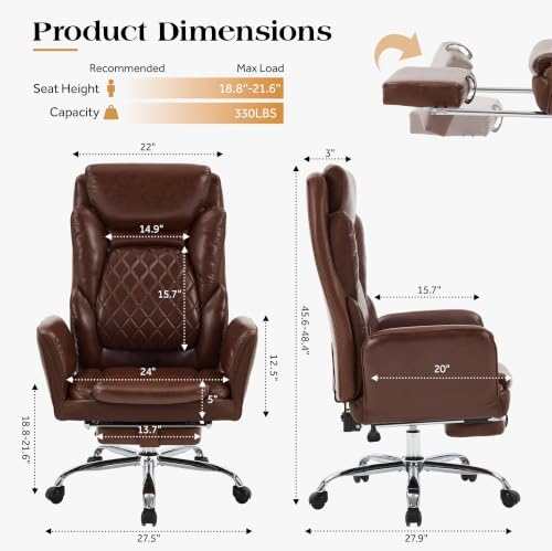 Big and Tall Executive Criss Cross Office Chair with Footrest Flip Armrest