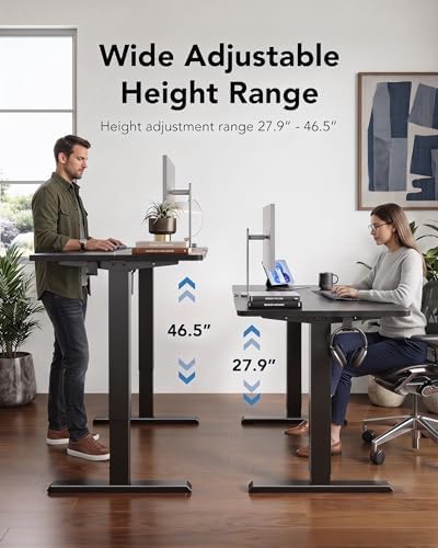 HUANUO 48x23 Inch Electric Standing Desk, Adjustable, Black