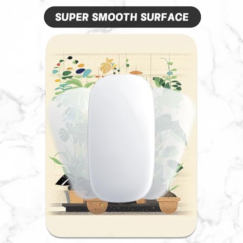 Small Mouse Pad, Mini Mouse Pad 6 x 8 Inch, Thick Rubber Waterproof Mouse Mat, Cute Mousepad for Women Men Wireless Mouse Laptops Home Office, Cat on Flowerpot