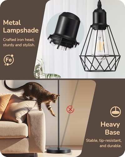 EDISHINE 70IN Farmhouse Floor Lamps for Living Room, Black Dimmable