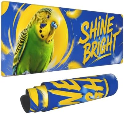 Budgie Cute Mouse Pad Mouse Pads for Desk 11.8x31.5 in Blue Yellow