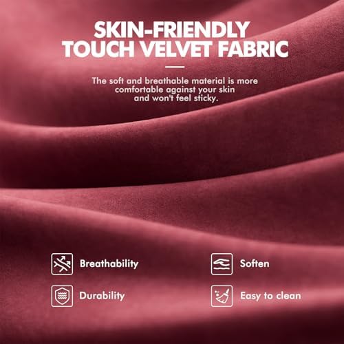Soontrans Red Velvet Fabric Gaming Chair for Adult, Ergonomic Comfortable Video Gamer Chair with Footrest, Reclining Office Computer Desk Game Chairs with Massage Lumbar Cushion,Headrest