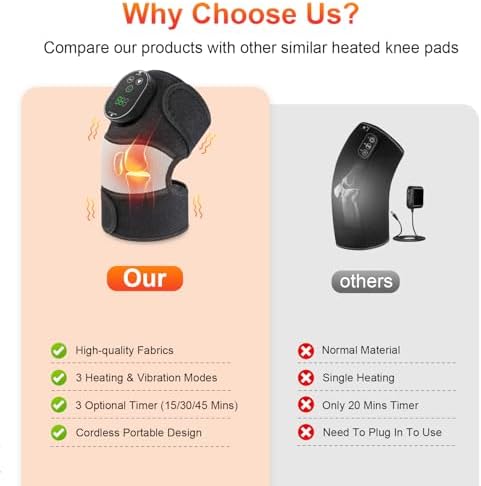 Heated Knee Massager, FSA Eligible 3-in-1 Elbow Shoulder Knee Heating Pad