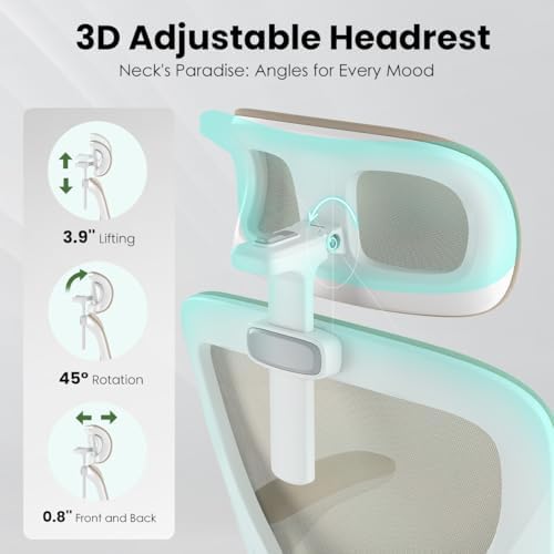 Ergonomic Office Chair, High Back Mesh Desk Chair with Headrest