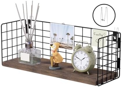 Floating Cubicle Shelf with Hooks, Paulownia Wood Desktop Organizer for Office Cubicle Decor, Desk Shelf for Top of Desk & Cute Cubicle Accessories for Work