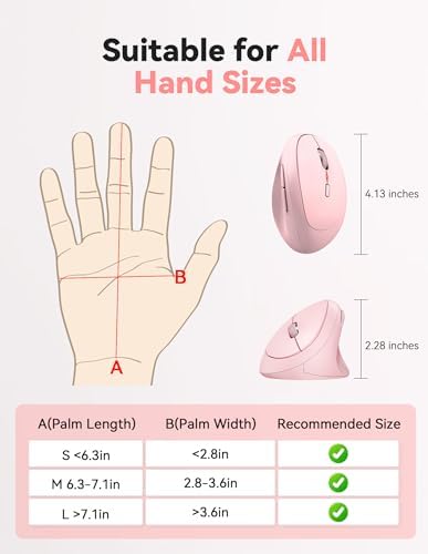 TECKNET Ergonomic Mouse, Bluetooth 5.0/3.0 & USB A, Wireless Vertical Mouse