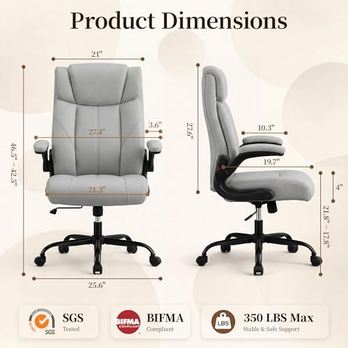 Office Chair, Leather Ergonomic Computer Desk Chair with Rocking