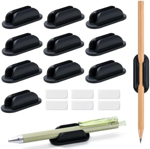 10 Pack Adhesive Pencil Holders for Desk,Silicone Flexible Pen Holder for Wall, Office, School,Home,Classroom Must Haves,Teacher Supplies Accessories,Desk Organizer,Small Gift Back to school